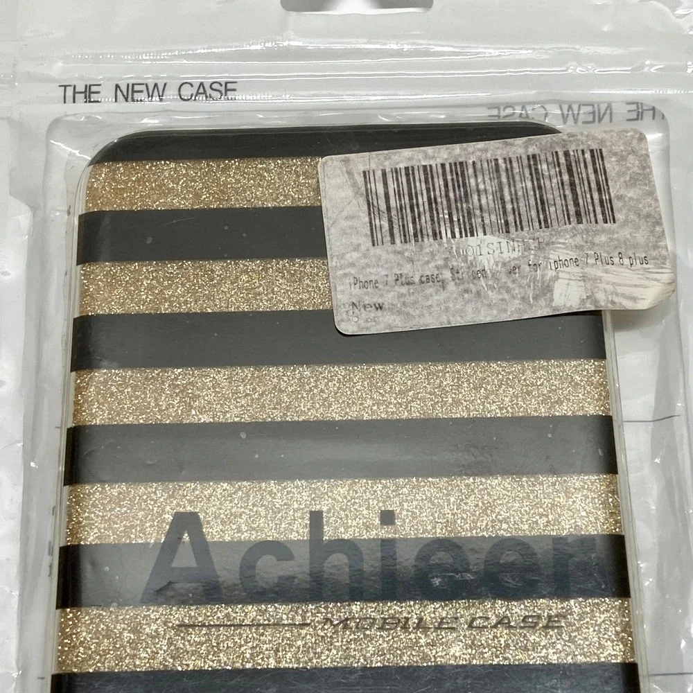 iPhone 7 Plus Mobile Case Gold Glitter Striped Cell Phone Sparkle Fashion NWT